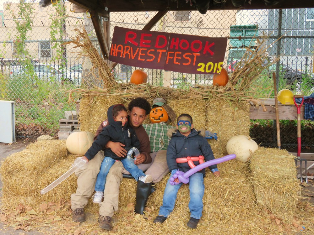 Domingo and cubs at the Farm Foto Booth - check that scare-crow!